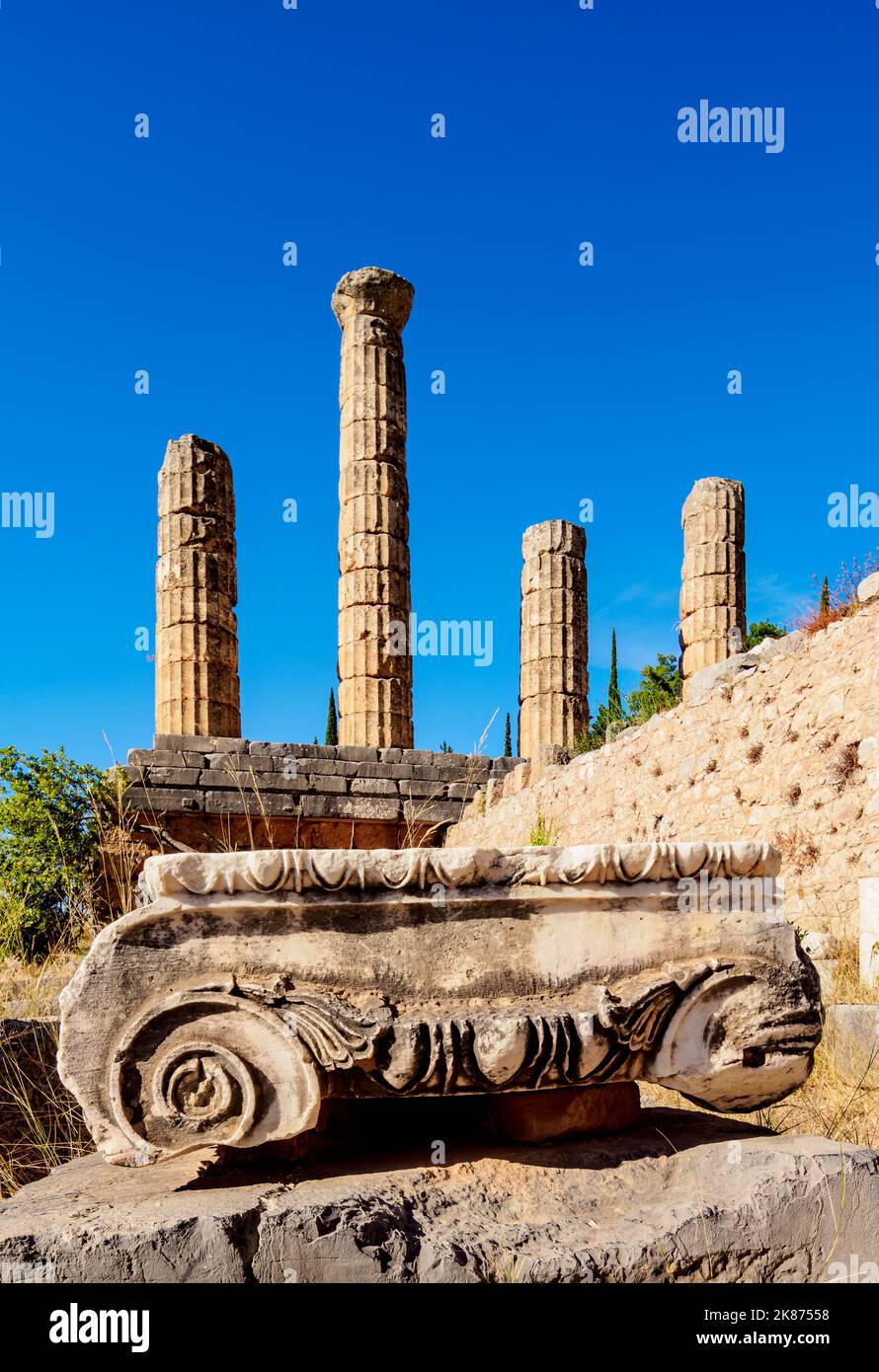 The Temple of Apollo, Delphi, UNESCO World Heritage Site, Phocis, Greece, Europe Stock Photo