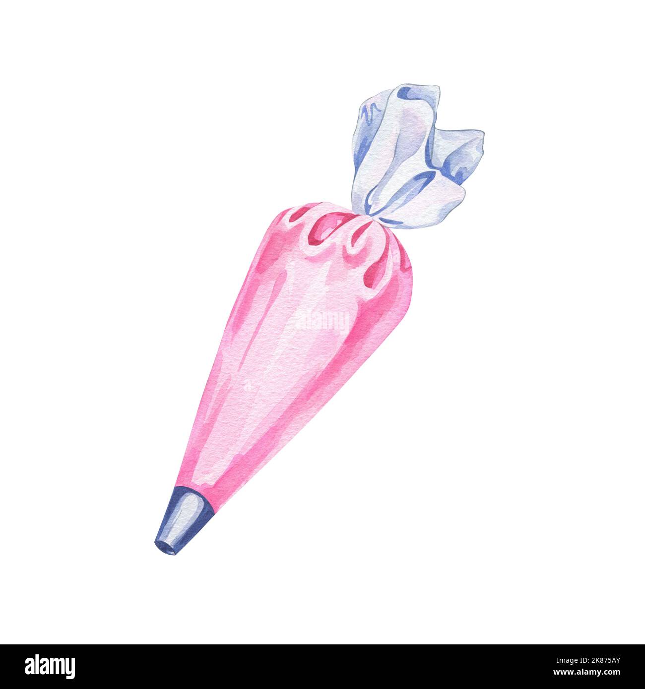 watercolor illustration for pastry chefs. pastry bag with cream or