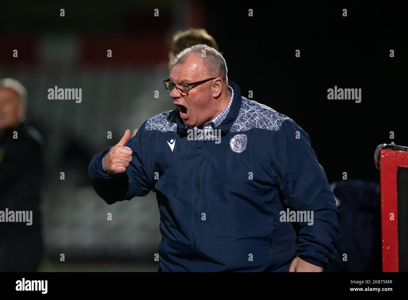 Football manager Steve Evans during game whilst in charge at Stevenage Football Club Stock Photo