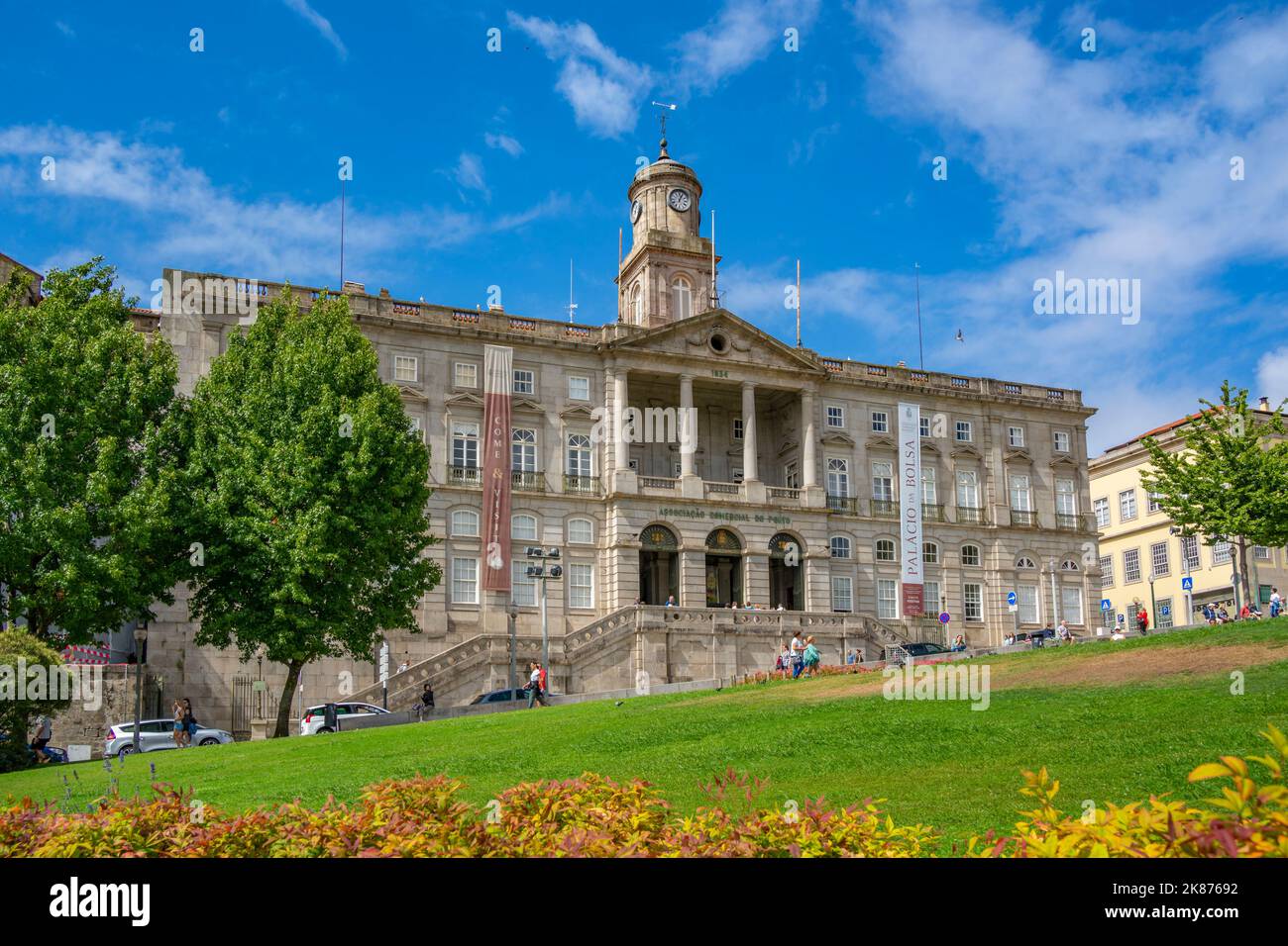 View of Bolsa Palace and Jardim do Infante Dom Henrique, UNESCO World Heritage Site, Porto, Norte, Portugal, Europe Stock Photo