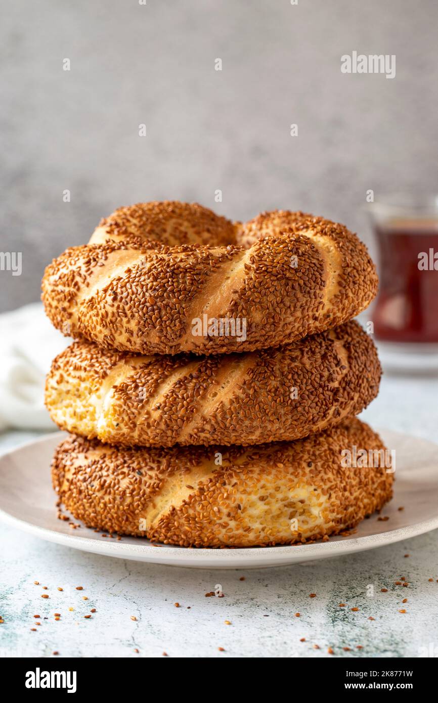 Turkish bagel or gevrek. Traditional flavors. Turkish street food ...