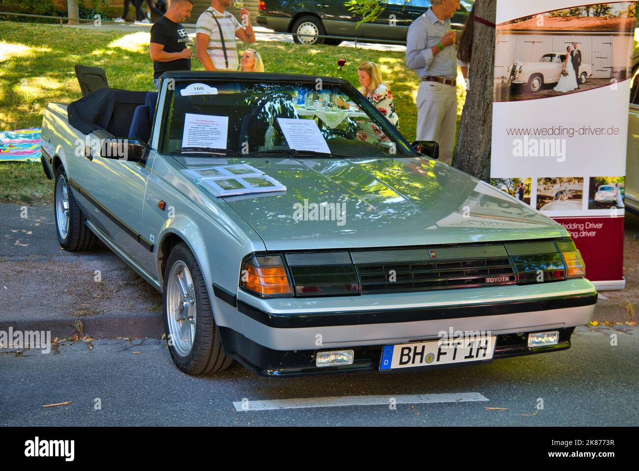 BADEN BADEN, GERMANY - JULY 2022: gray grey TOYOTA CELICA TA 6 1984 cabrio, oldtimer meeting in Kurpark. Stock Photo