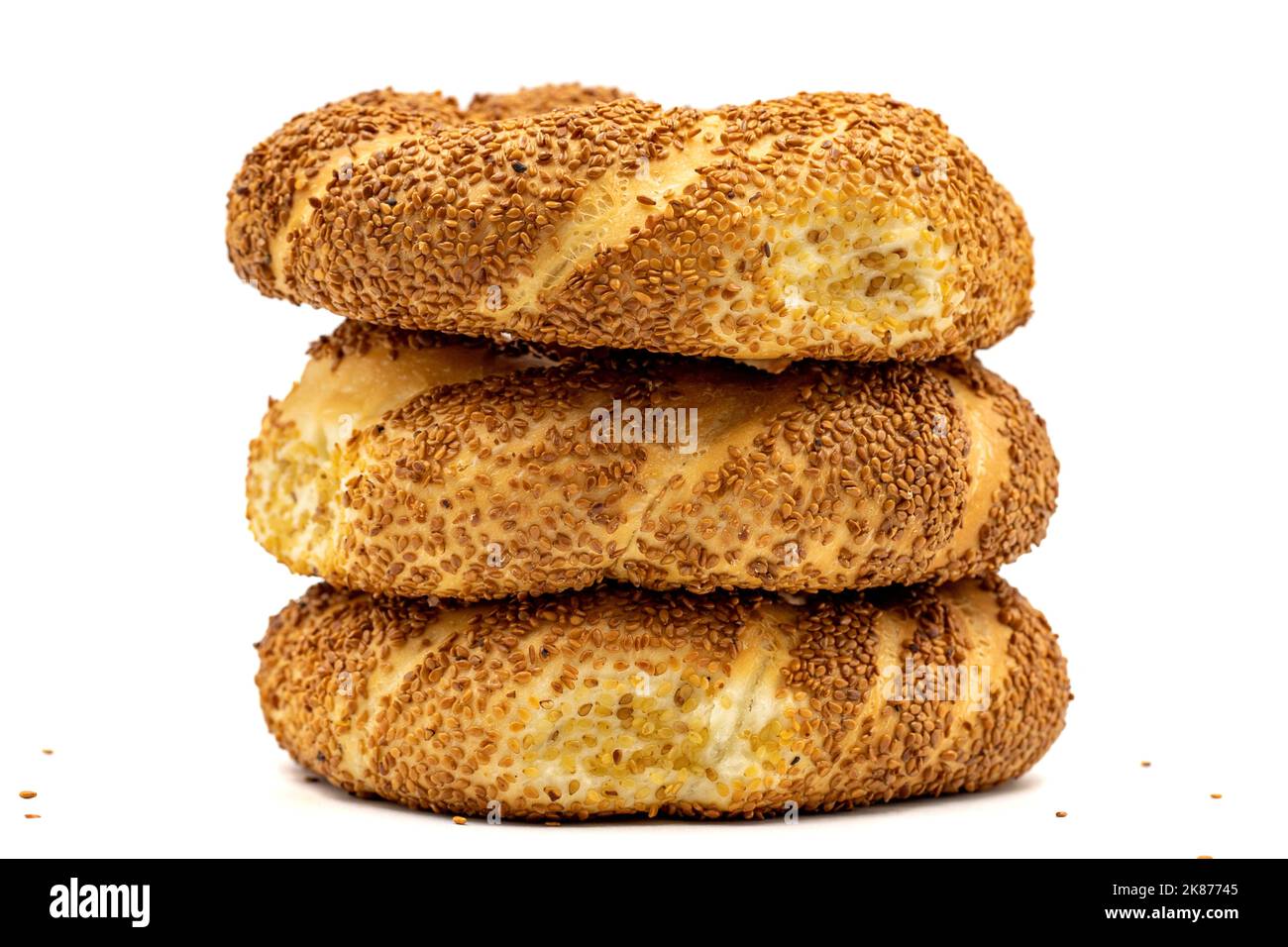 Turkish bagel or gevrek. Traditional flavors. Bagel with sesame ...