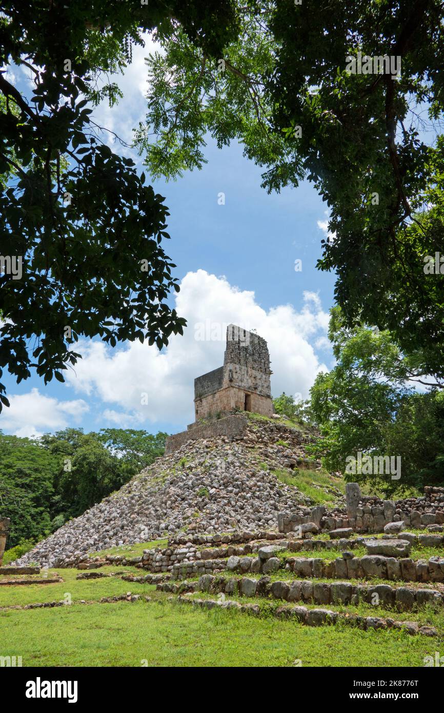Ruins of El MIrador at the Maya site of Labna, Yucatan, Mexico. Old Mayan buildings along the Ruta Puuc. UNESCO World Heritage Site Stock Photo