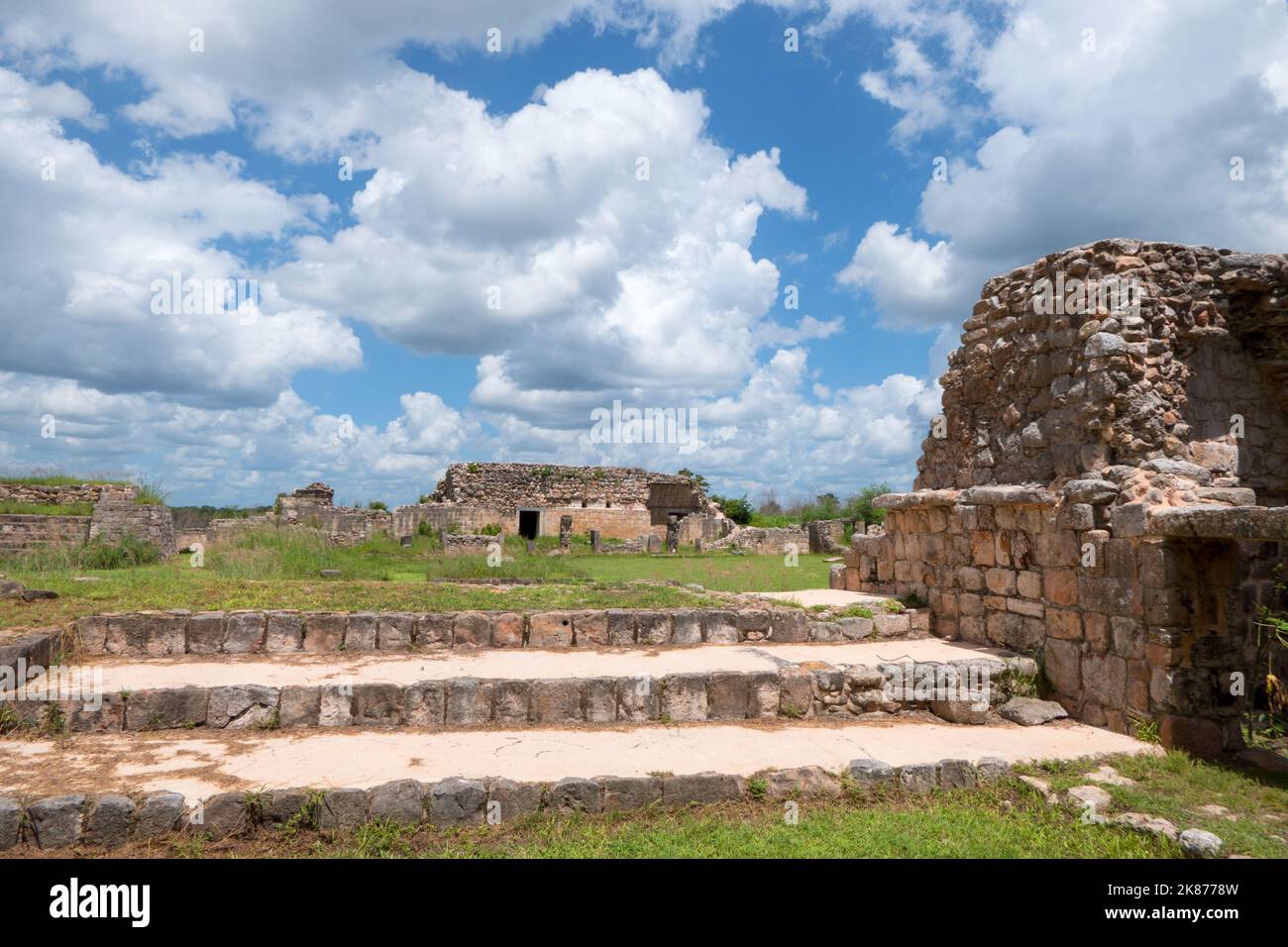 The Maya site of Oxkintok, Yucatan, Mexico. Mayan art and old buildings Stock Photo