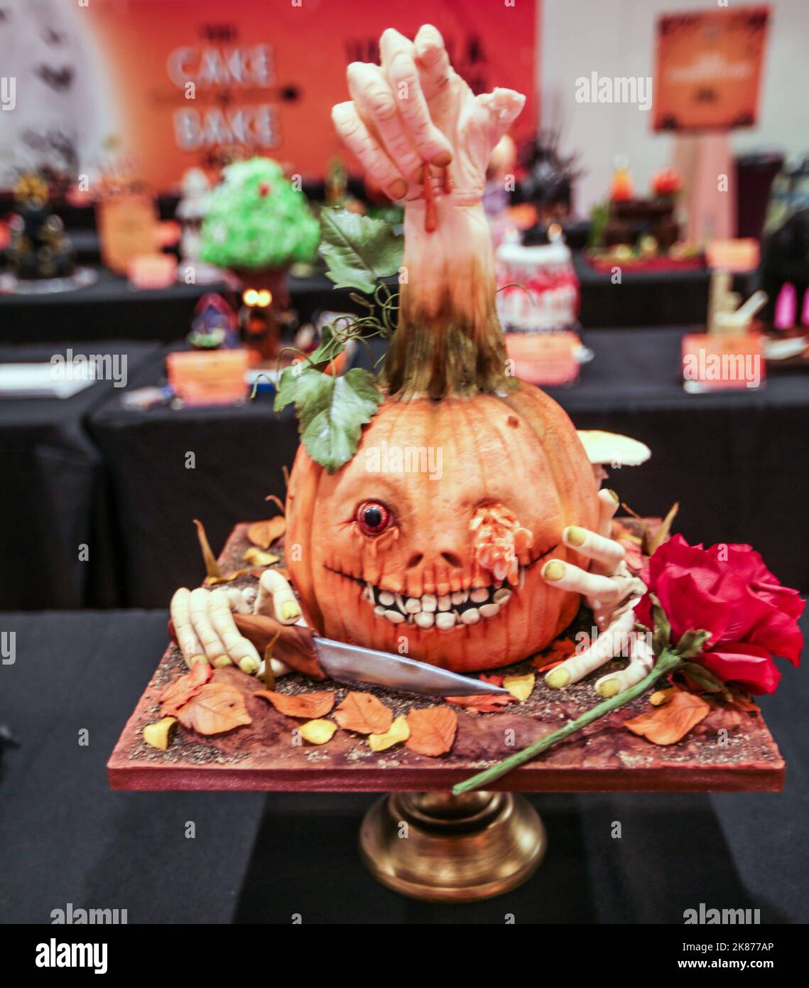 London UK 21 Oct 2022 Halooween was the theme of this year fantasy cakes section st the Cake and