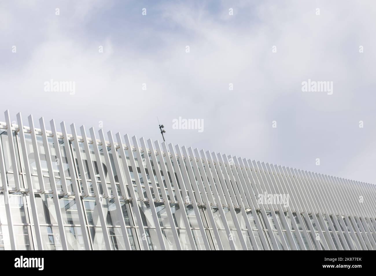 Bridge construction. Steel beams. Details of architecture in city Stock
