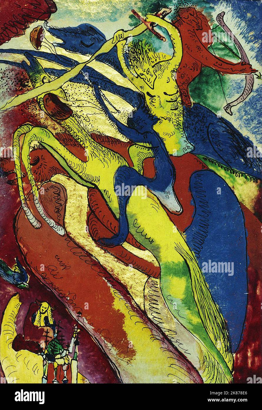 the Apocalyptic Horseman by Wassily Kandinsky 1911. Lenbachhaus Art Museum in Munich, Germany Stock Photo