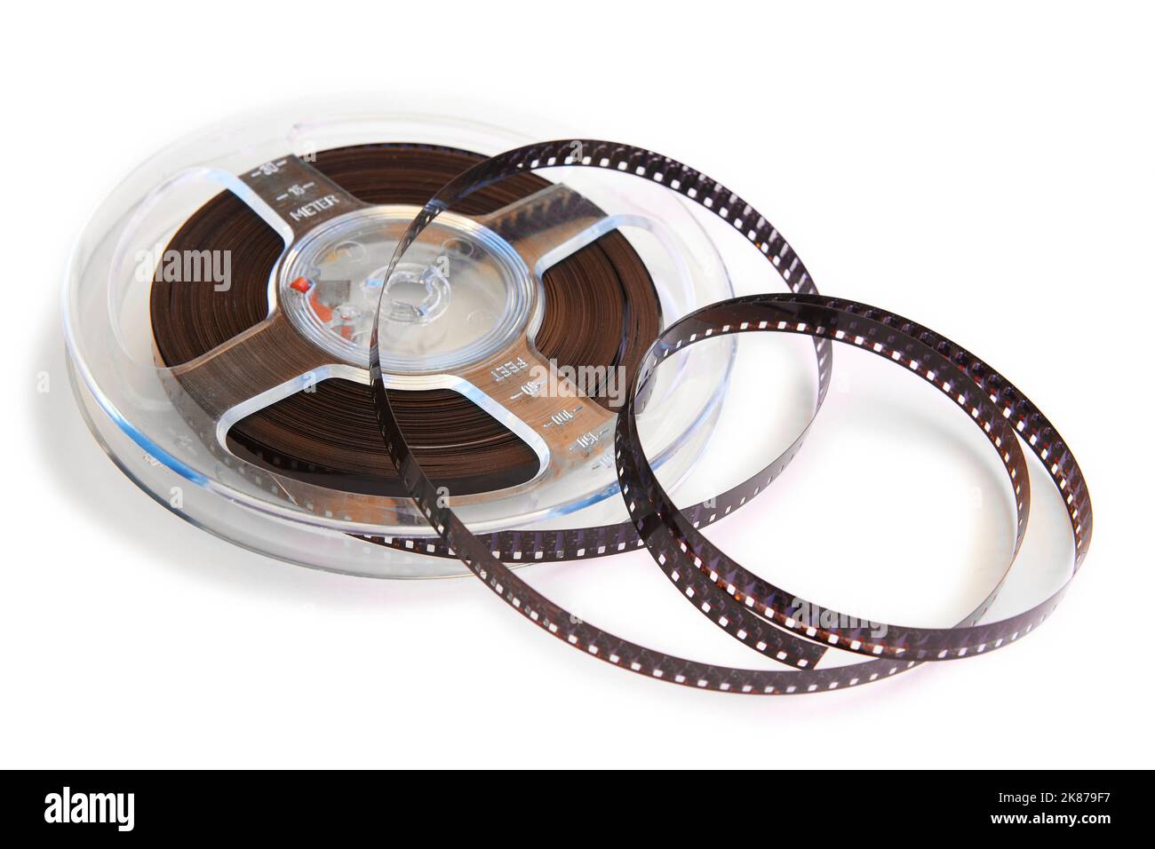 8mm film isolated on white. Vintage movie and filmmaker. Cinema Stock Photo
