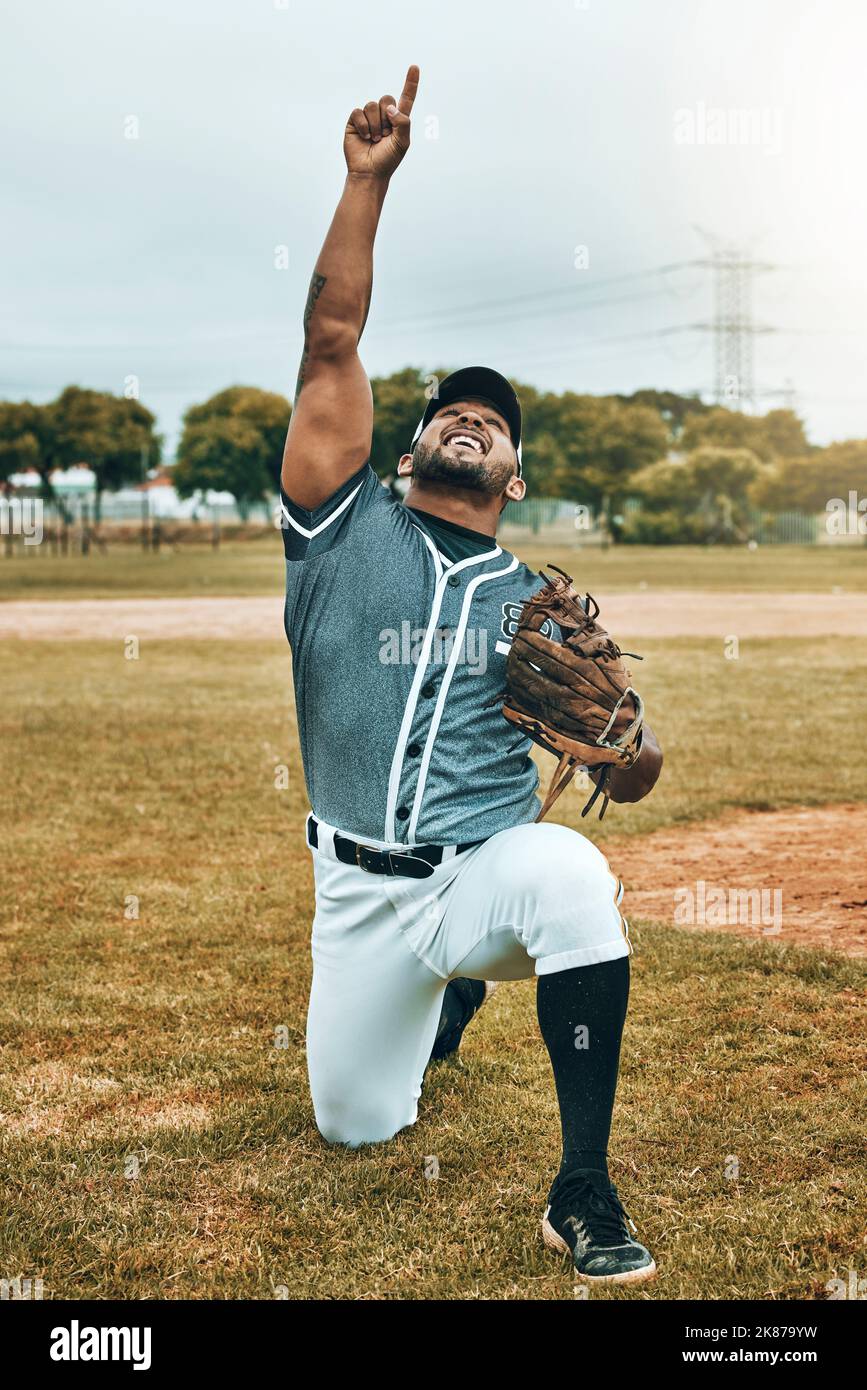 Baseball, baseball player and celebration, winner and success in match