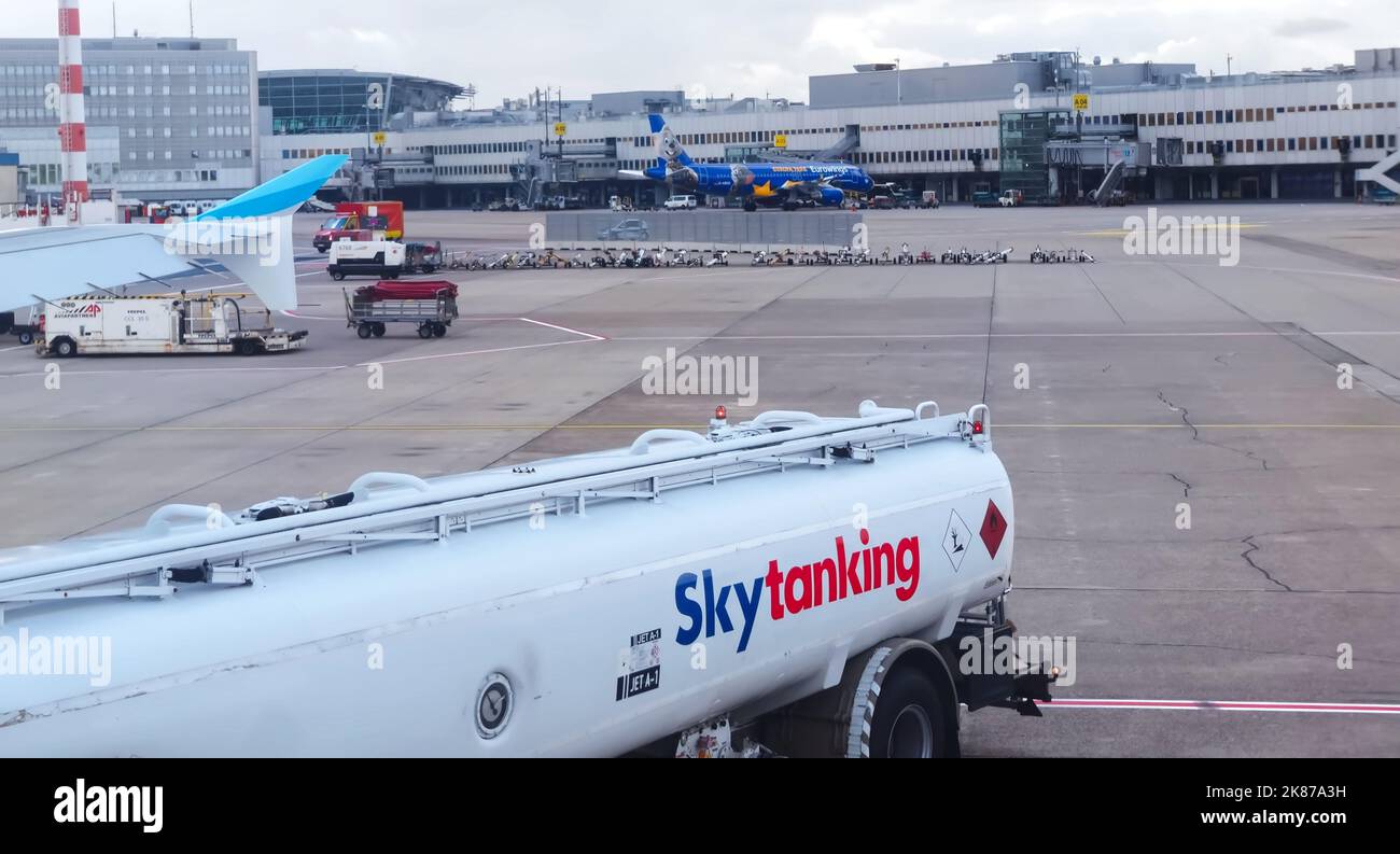Skytanking car at Duesseldorf airport Stock Photo