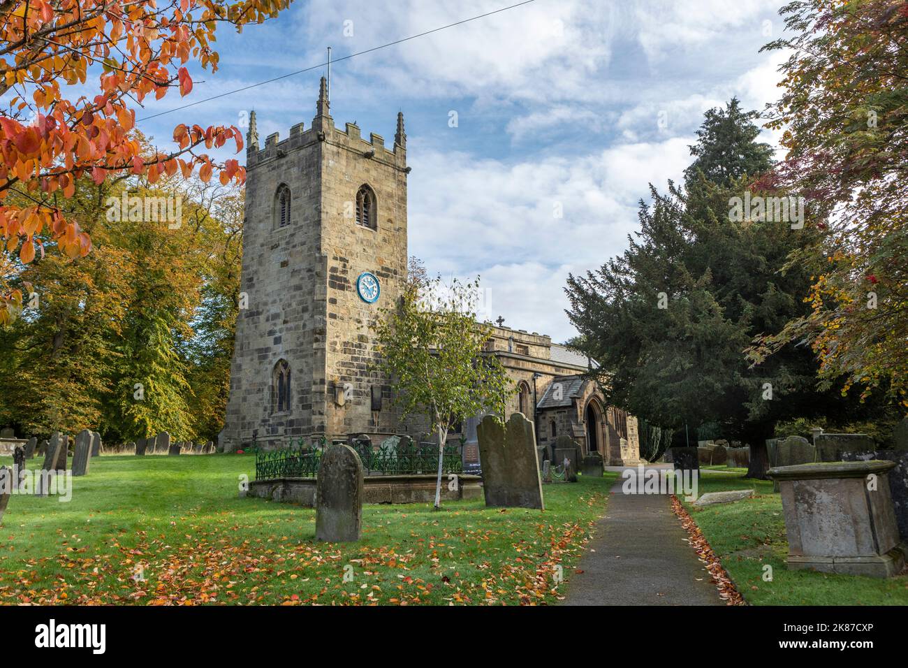 St Lawrence's Church in Eyam in the Peak District of Derbyshire Stock Photo