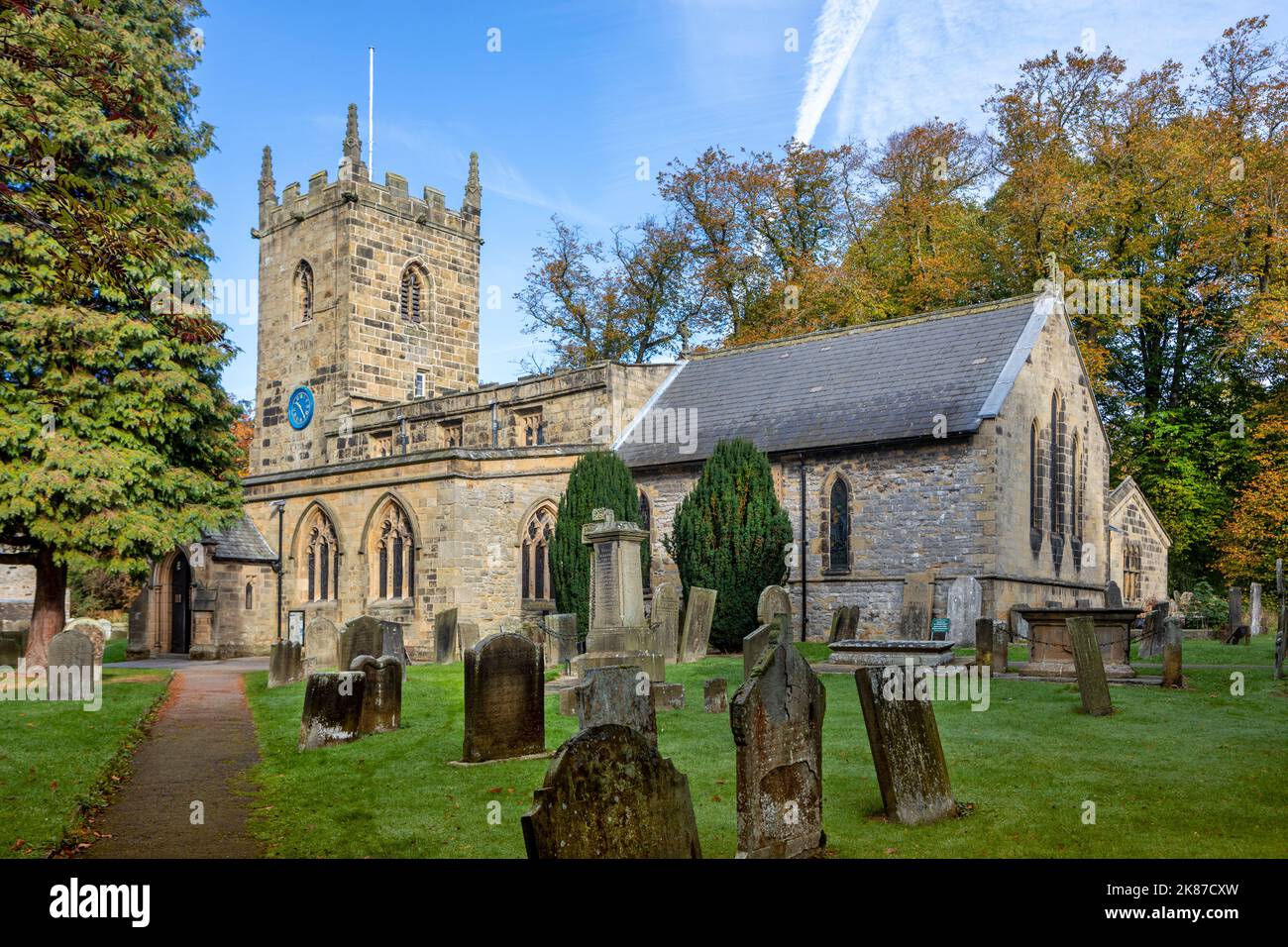 St Lawrence's Church in Eyam in the Peak District of Derbyshire Stock Photo