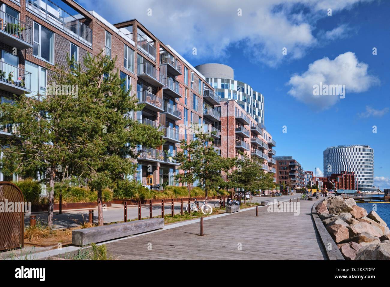 Copenhagen, Denmark Sept 2022 Modern apartment building in Nordhavn