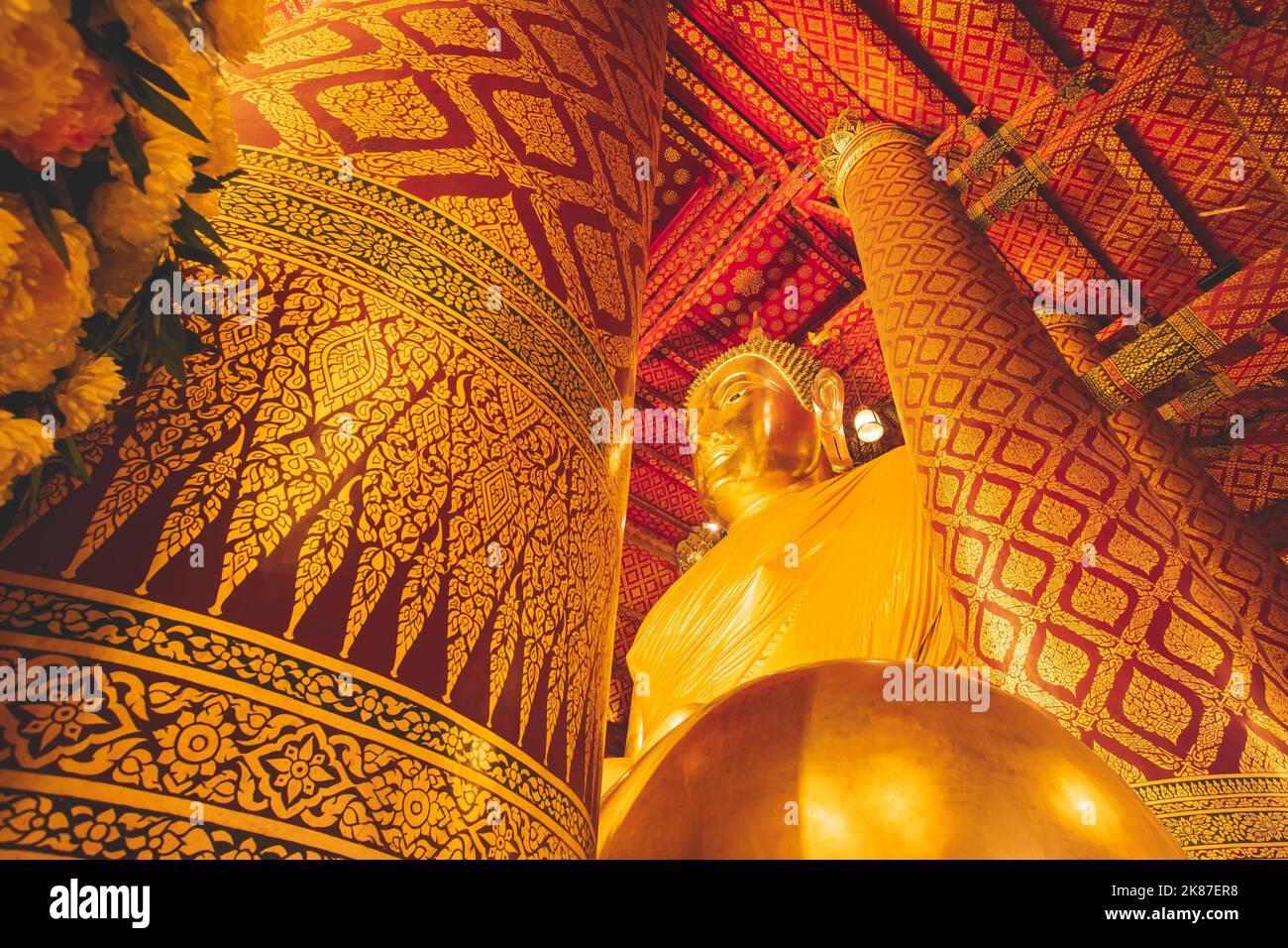 The big Buddha statue named Luang Pho Tho in Wat Phanan Choeng of Ayutthaya province, Thailand. Stock Photo