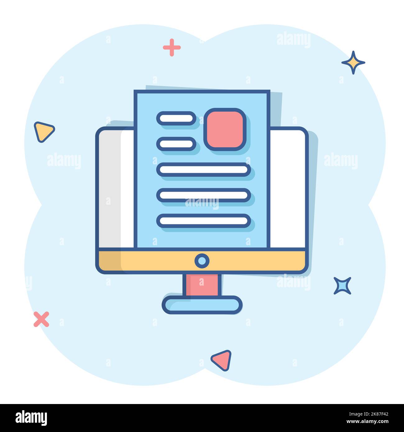 Blogging icon in comic style. Social media communication cartoon vector ...
