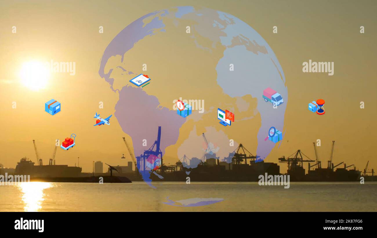 Logistics and technology concept. port view.  Stock Photo