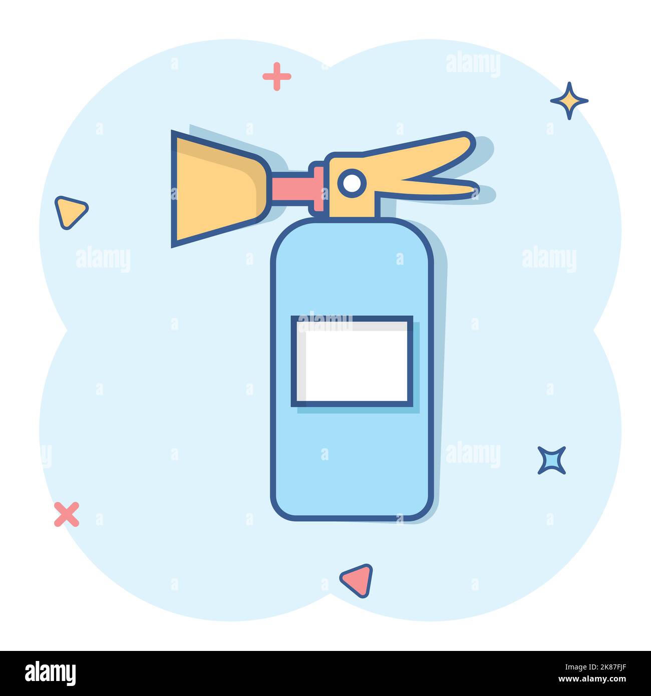 Extinguisher icon in comic style. Fire protection cartoon vector ...