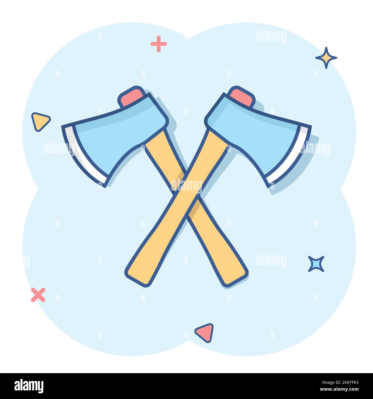 Axe icon in comic style. Lumberjack cartoon vector illustration on ...