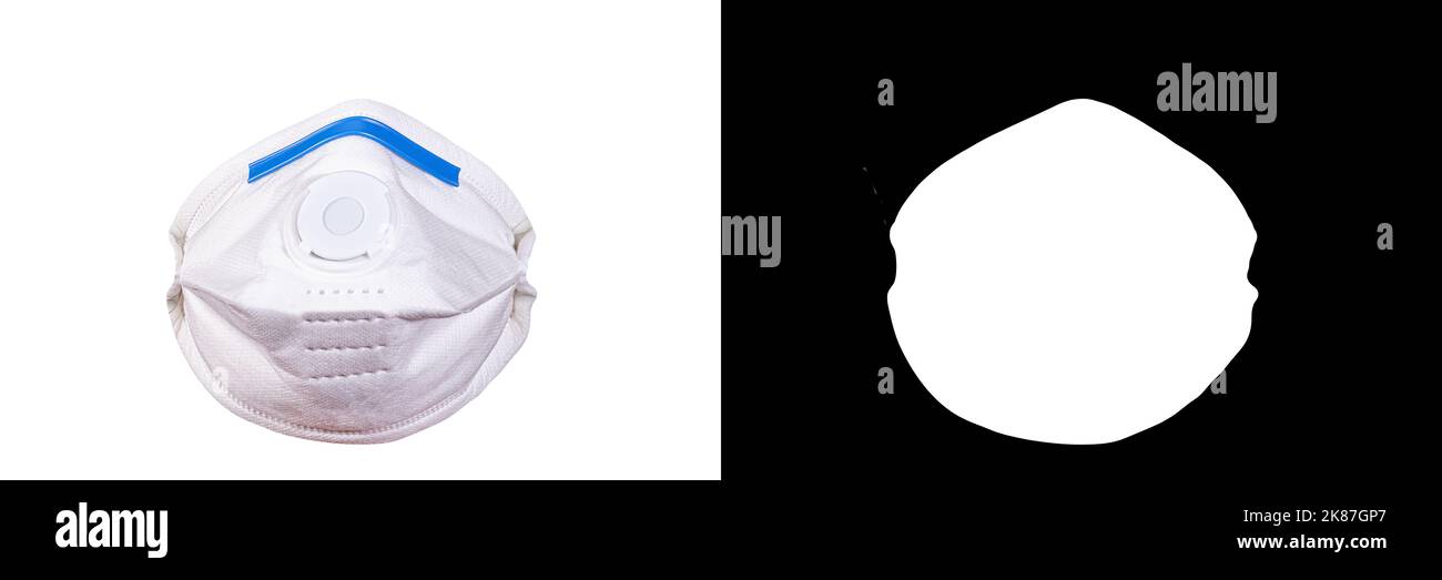 Disposable Respirator Mask FFP3, respiratory protection against Covid-19, particles, dust, gases. Fine dust medical mask FFP2 with breathing valve iso Stock Photo