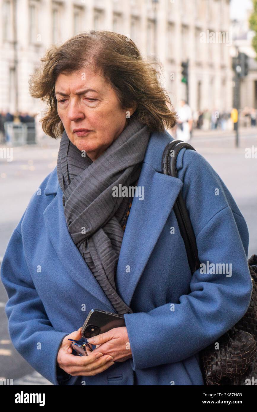 London UK. 21 October 2022 . Civil servant Sue Gray is seen in Westminster. Sue Gray published a