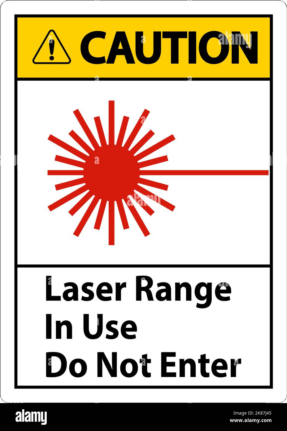 Caution Laser Range In Use Do Not Enter Sign Stock Vector