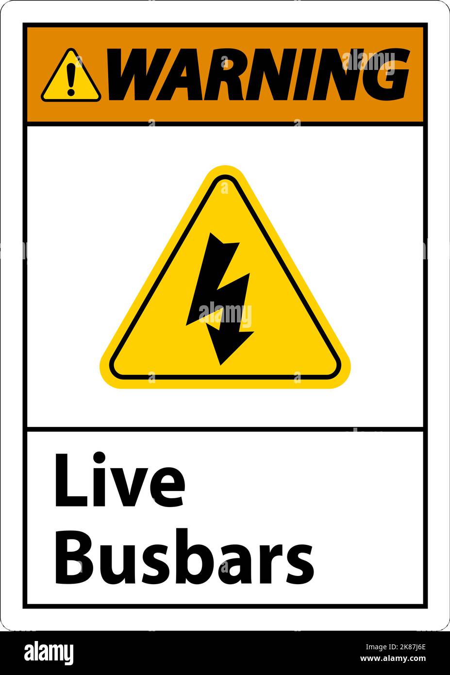 Warning Live Busbars Sign On White Background Stock Vector