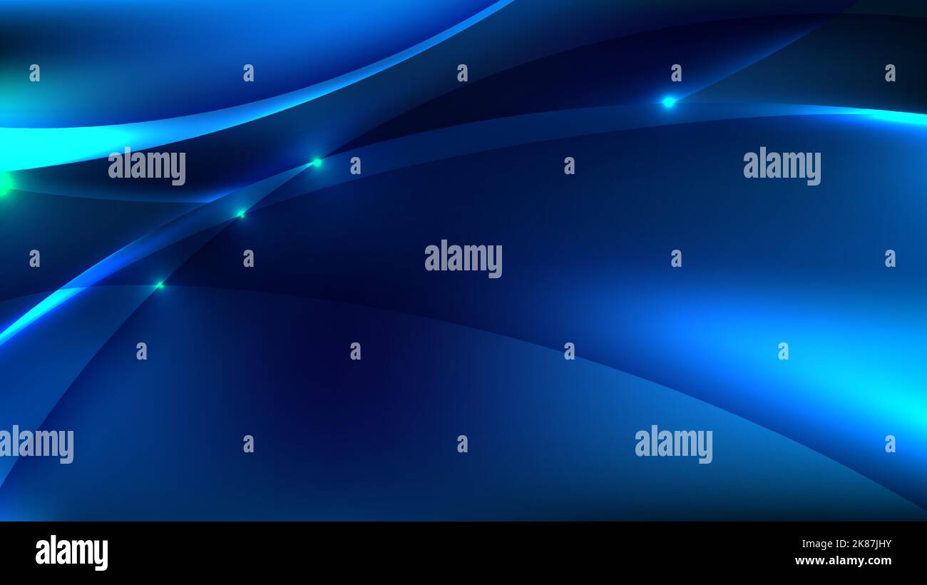 Abstract technology blue neon glowing energy light effect on dark background. Vector illustration Stock Vector