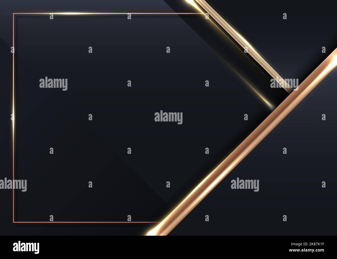 Abstract 3D black and golden stripes triangles shapes with shiny gold ...