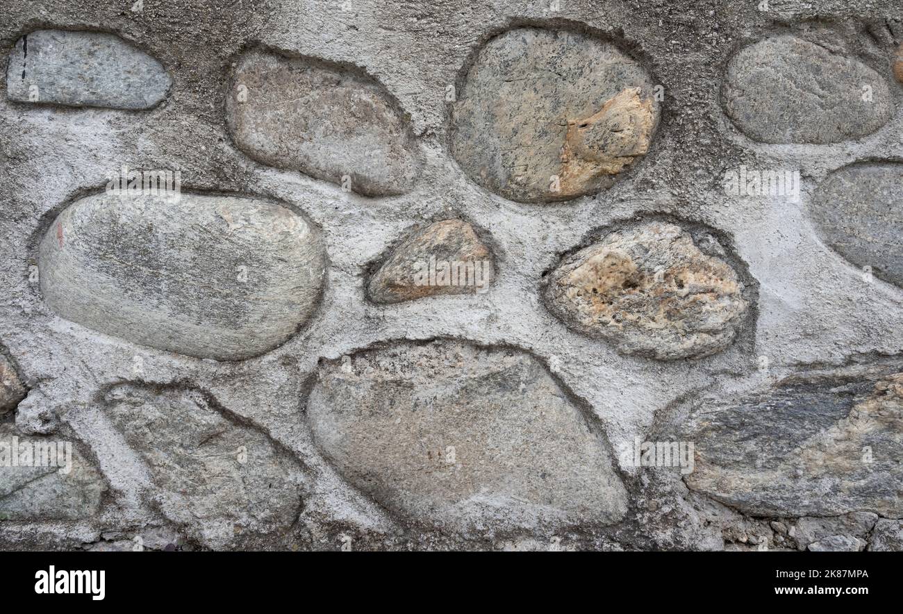 High quality old stone wall  background. Front view with copy space. Stock Photo
