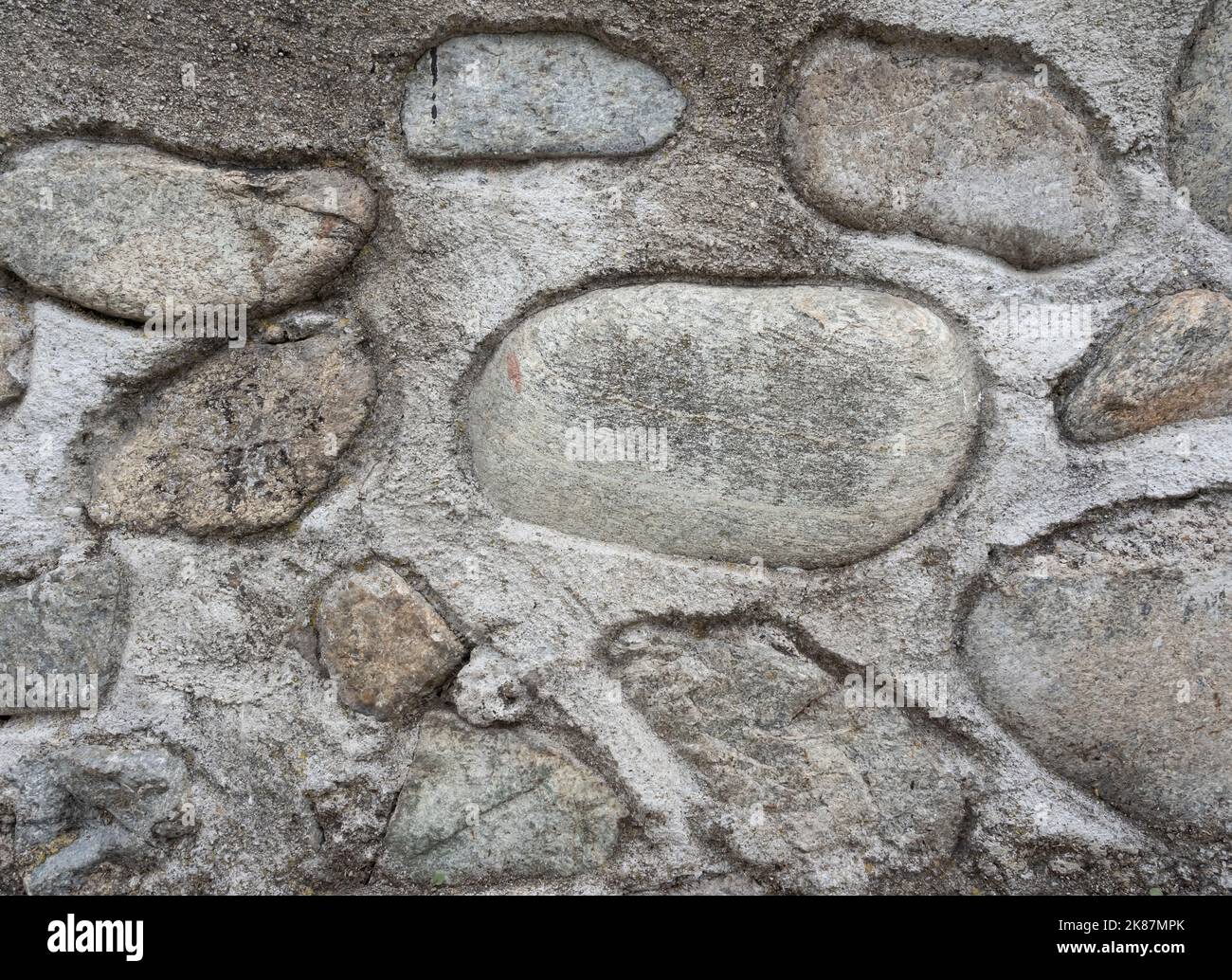 High quality old stone wall  background. Front view with copy space. Stock Photo