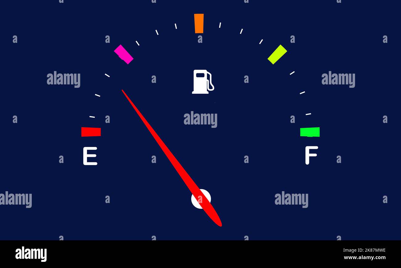 Fuel Gauge illustration on Black background. Fully Diesel indicator and