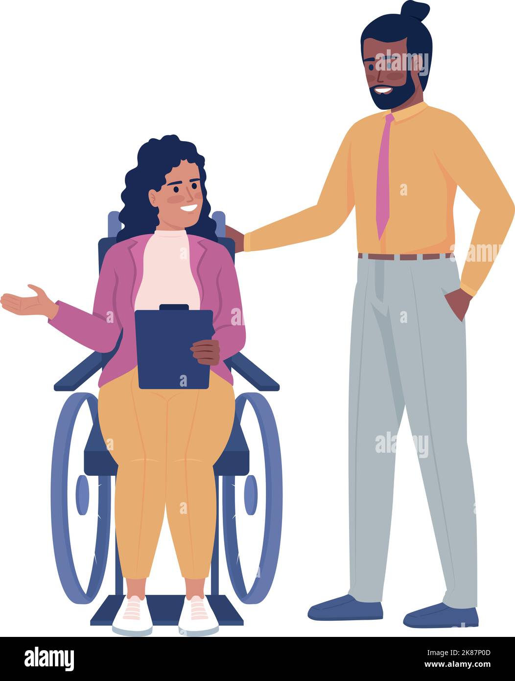 Coworkers chatting semi flat color vector characters Stock Vector