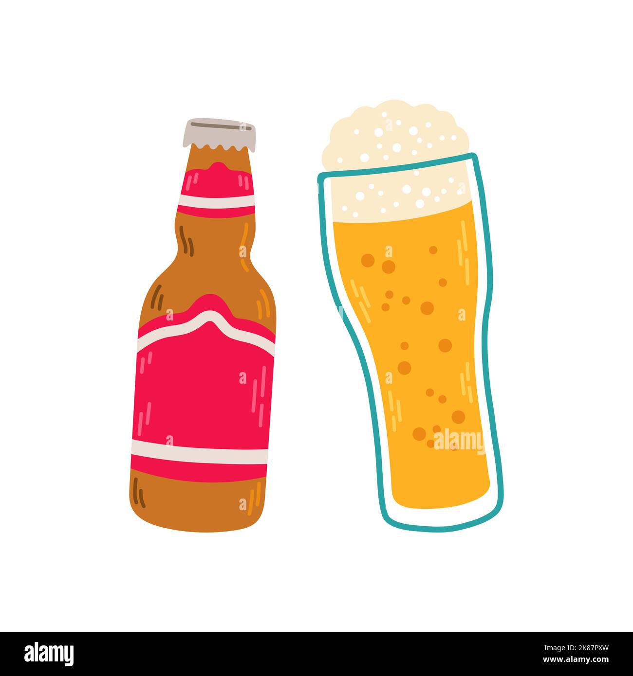 Beer mug and beer bottle vector set clipart Stock Vector Image & Art