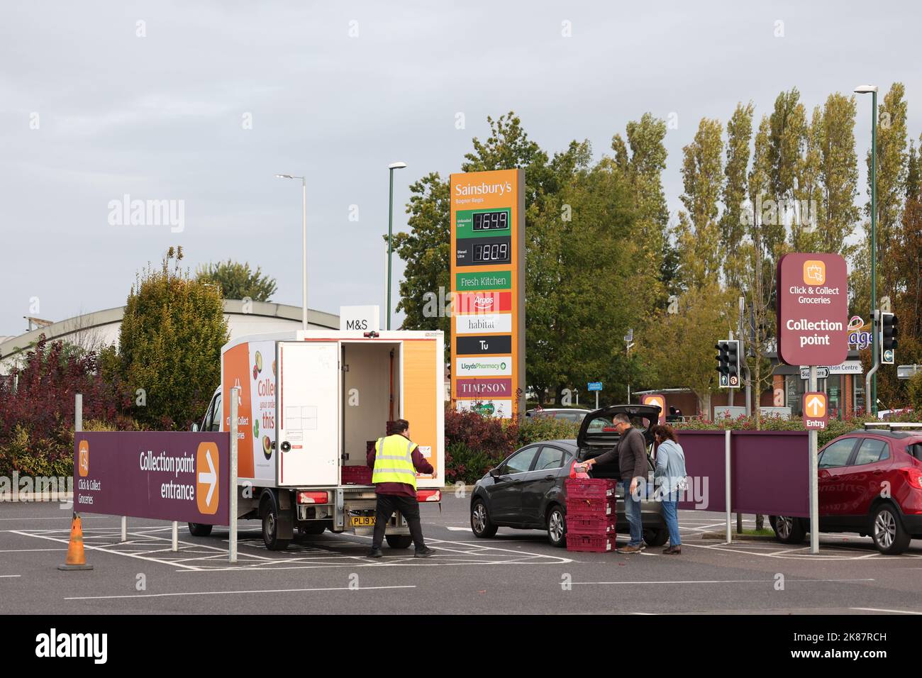 Customers using a Sainsbury’s Click & Collect Collection point in a car
