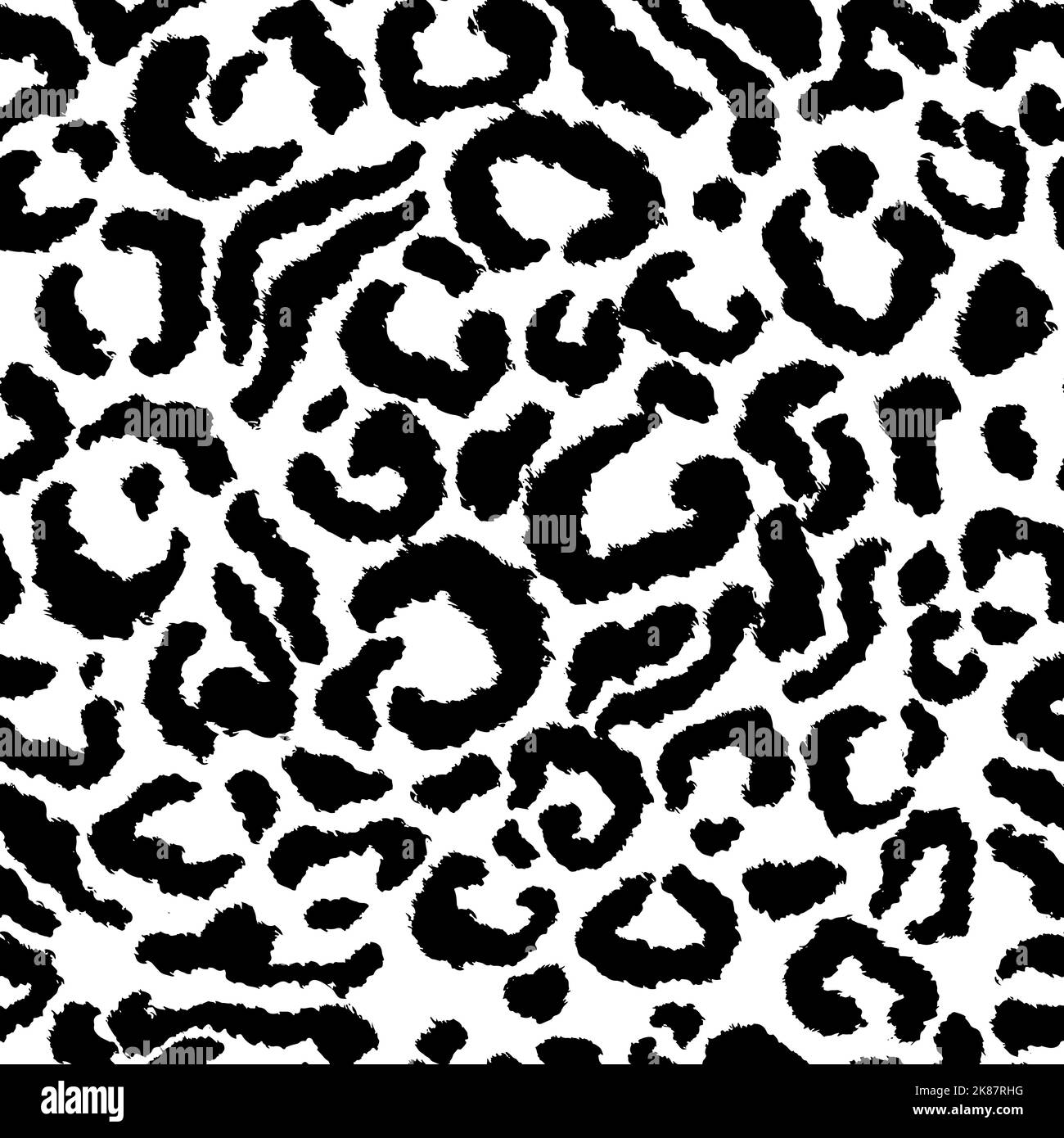 Leopard skin artwork imitation print. Vector seamless black and white ...