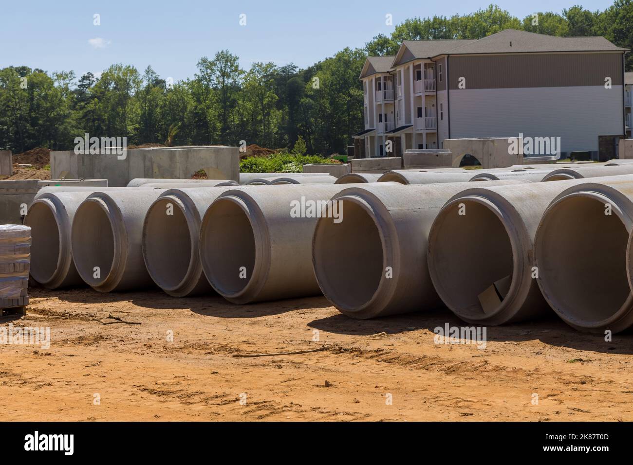 Concrete cement sewage pipes are used to construct drainage systems for