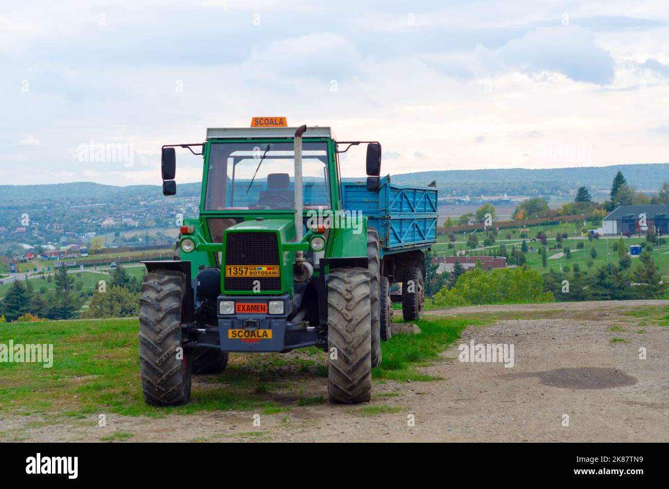 Driving school (scoala) sign, romanian driving school car sign. Truck driving school Stock Photo