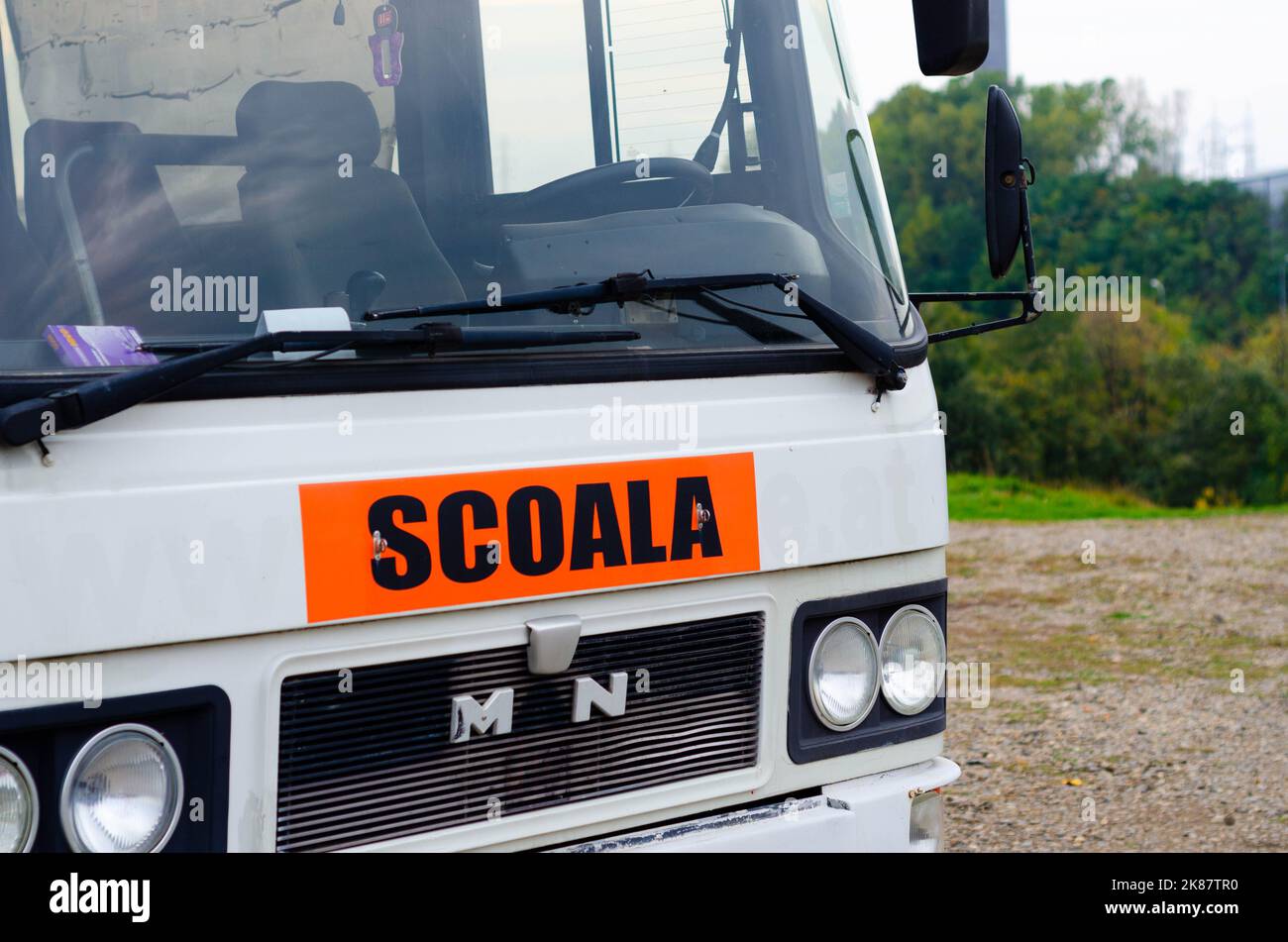 Driving school (scoala) sign, romanian driving school car sign. Truck driving school Stock Photo