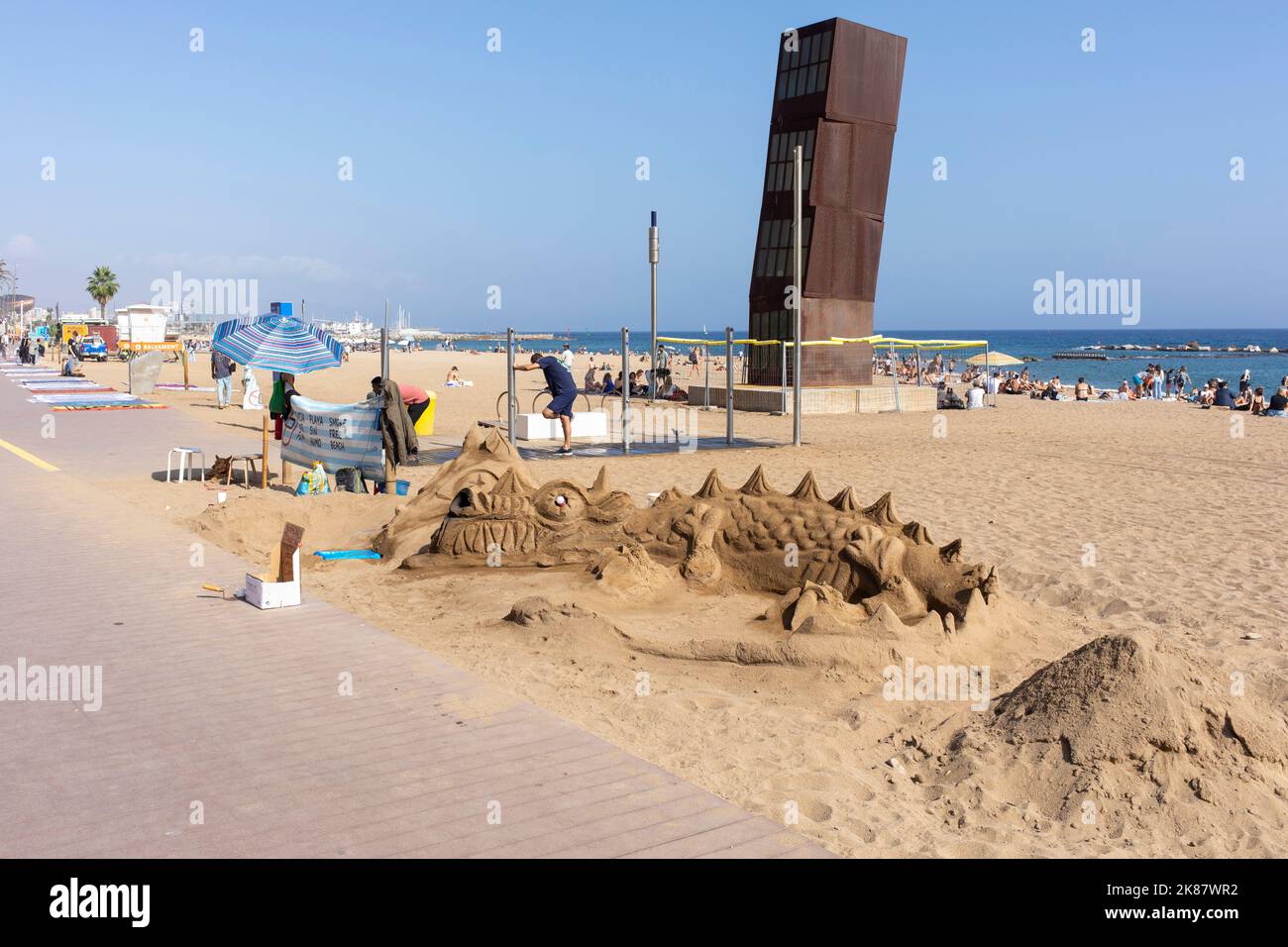 The beach at Barcelona, Spain Stock Photo