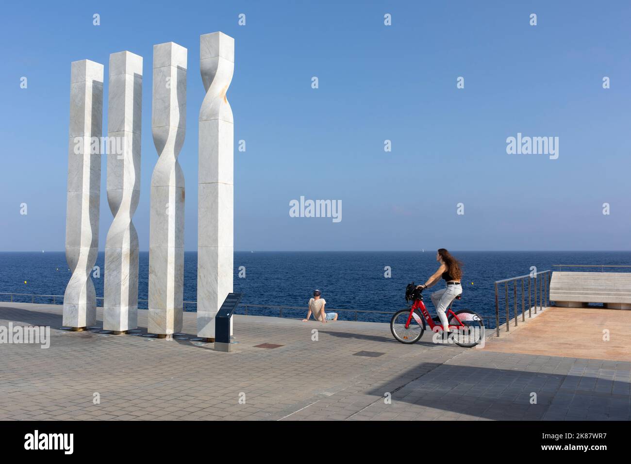 The area in front of the W Hotel on the Passeig del Mare Nostrum on the Barcelona coast. Stock Photo