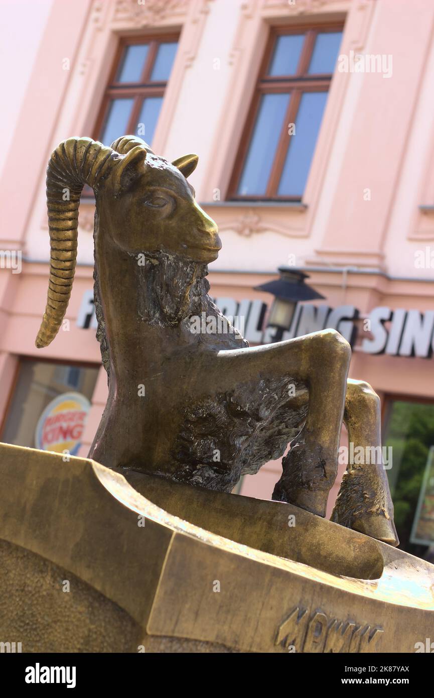 Statue of Dancing Goats on the Market Square in Nowy Targ