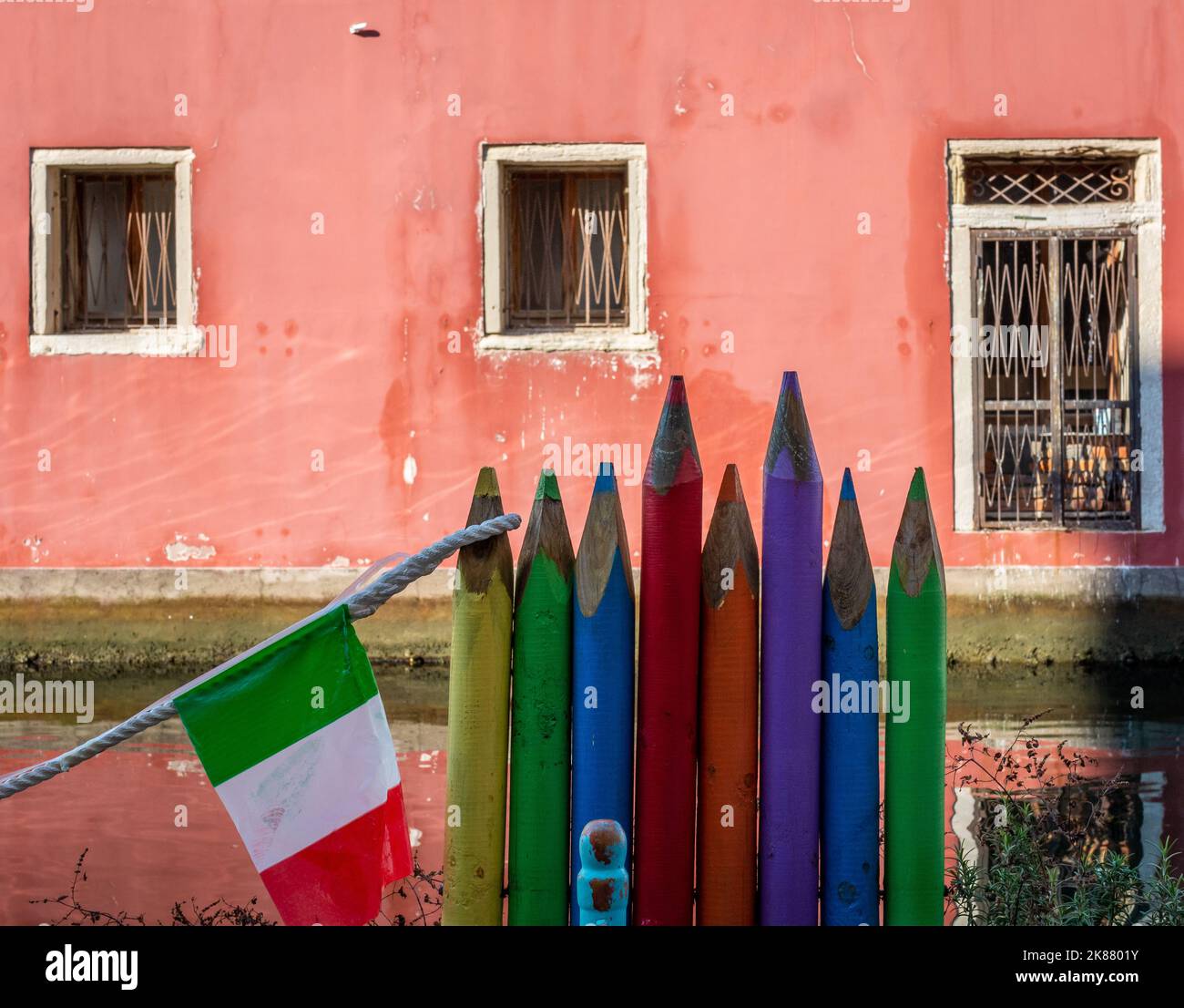 Chioggia glimpse from the arcades along the canals - Chioggia city, Venetian Lagoon, Verona province, Italy Stock Photo