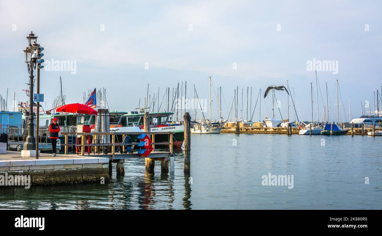 yacht harbour in the Chioggia city, Venetian lagoon, Venice province,Veneto region, northern Italy - tourist port Stock Photo