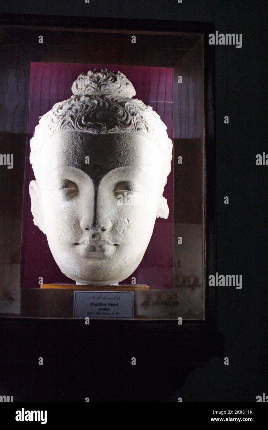 Statue of Buddha's head in Gandhara style, Taxila Museum, NFWP