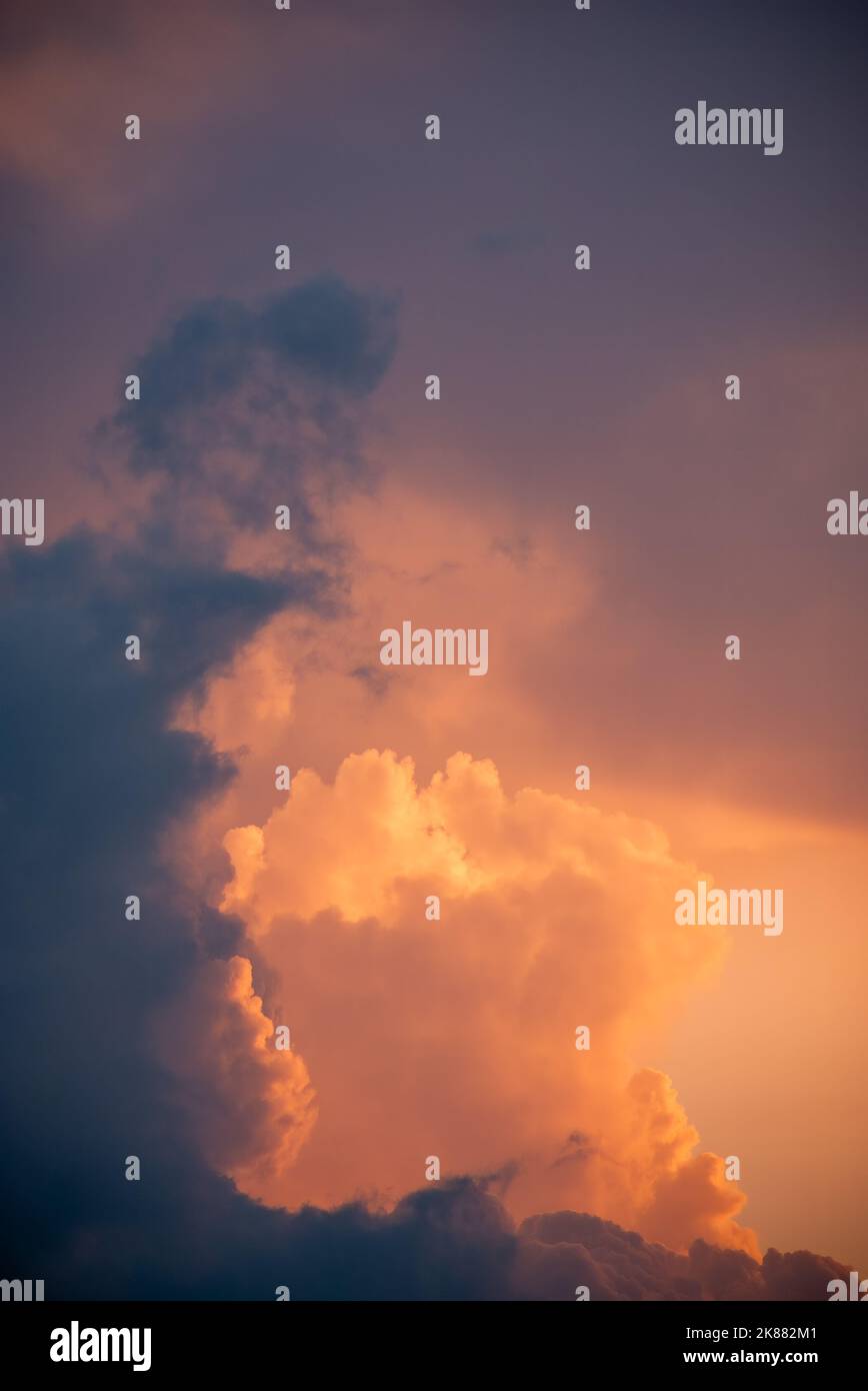Intense glowing clouds at sunset with neagative space for cop.y. Stock Photo