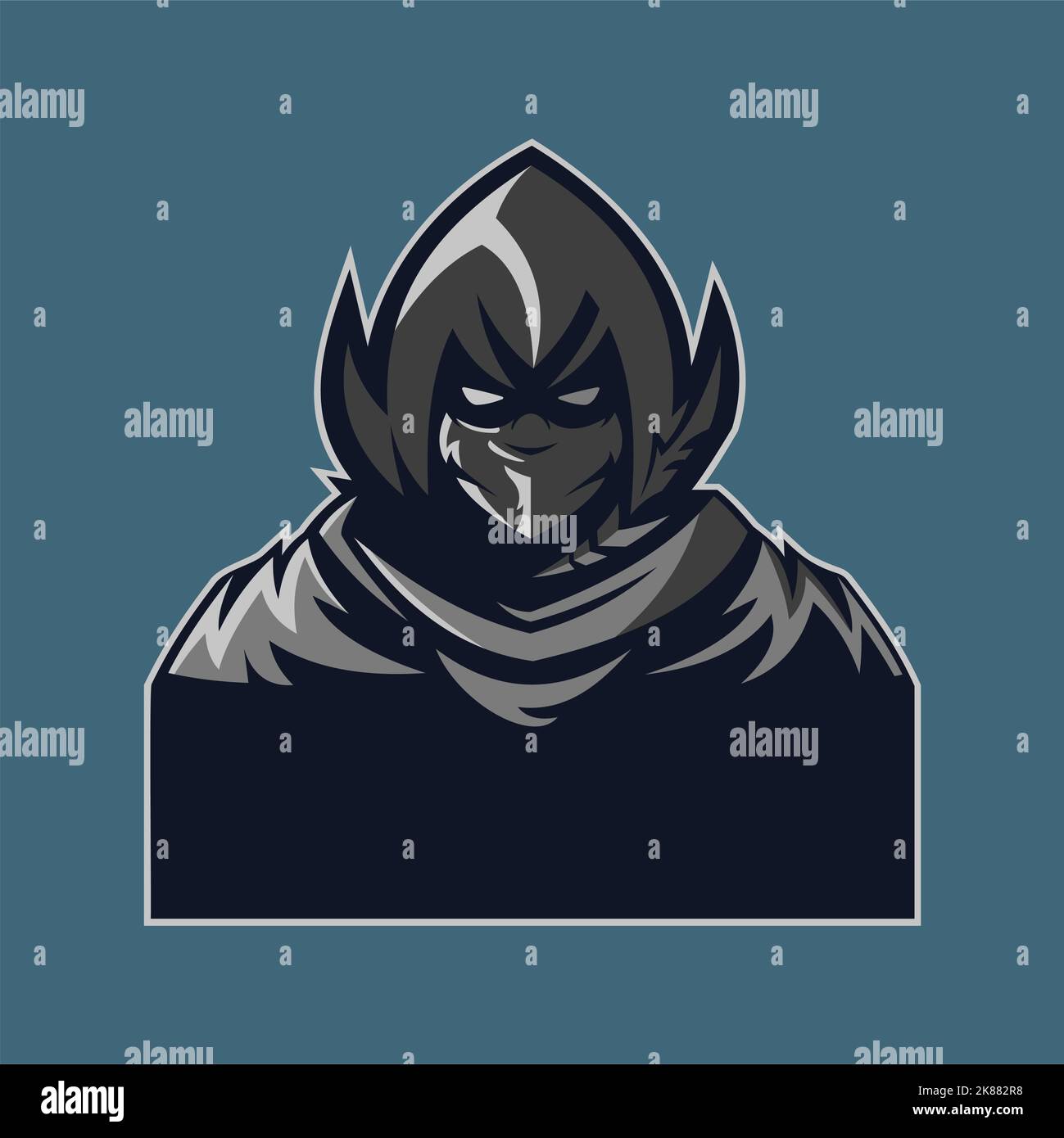 An icon with an evil ninja character and a text space isolated on a blue  background Stock Vector Image \u0026 Art - Alamy, image size:1299x1390
