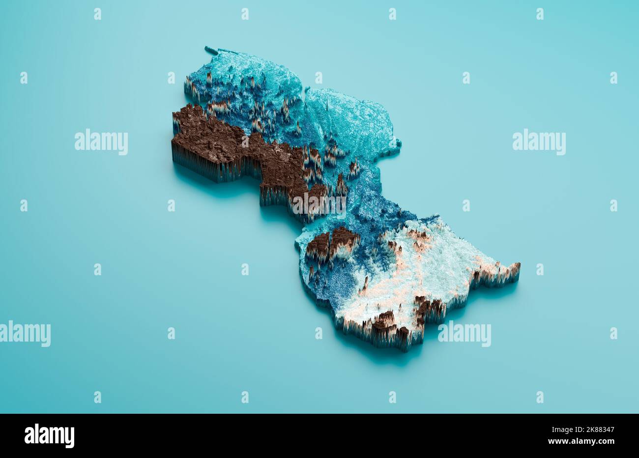 Topographic Guyana Map Hypsometric Guyana Elevation tint Spectral ...