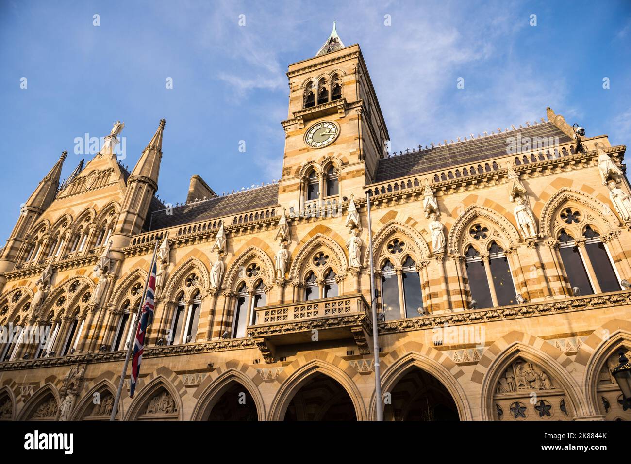 A low angle shot of the historic Northampton Guildhall building in St ...