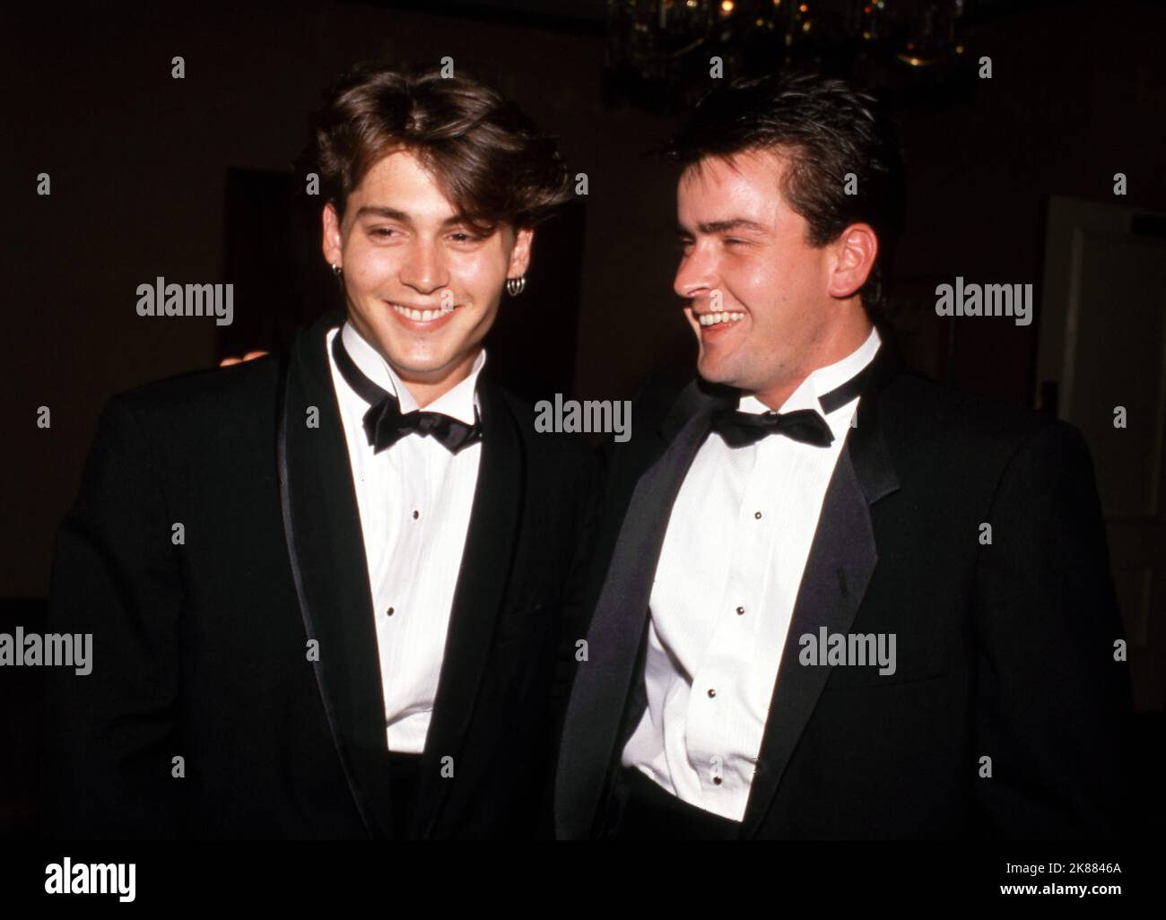 Johnny Depp and Charlie Sheen at For The Love of Children AIDS Benefit